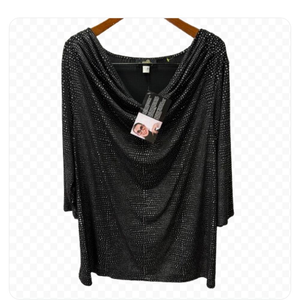 Joan Boyce Women’s Plus Blouse Top Draped sz 3X NEW # H185
